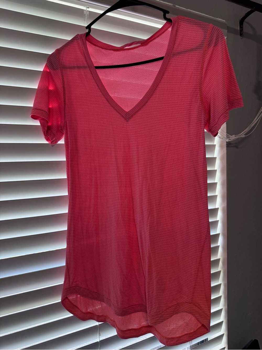 lululemon athletica Pink V-Neck Short Sleeve Mesh Tee